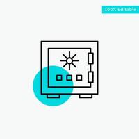 Lock Box Deposit Protection Safe Safety Security turquoise highlight circle point Vector icon