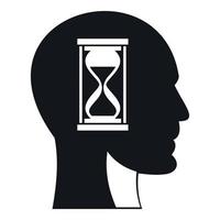 Hourglass in head icon, simple style vector