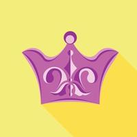 Purple crown with lily flower icon, flat style vector