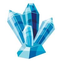 Blue crystals icon, cartoon style vector