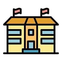 School building icon color outline vector