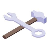 Hammer work key icon isometric vector. Wrench construction vector