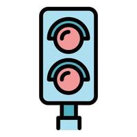 Traffic lights icon color outline vector