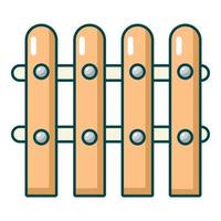 Wooden fence icon, cartoon style vector