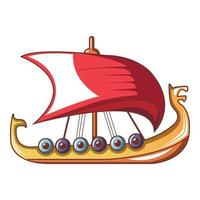 Scandinavian ship icon, cartoon style vector