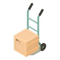 icono de carro de caja, estilo isométrico vector