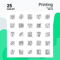 25 conjunto de iconos de impresión 100 archivos eps 10 editables concepto de logotipo de empresa ideas diseño de icono de línea vector