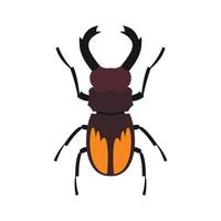 Stag beetle icon, flat style vector