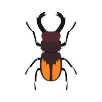 Stag beetle icon, flat style vector