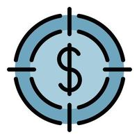 Dollar in the target icon color outline vector