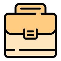 Authority suitcase icon color outline vector