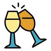 Cheers glass wine icon color outline vector