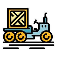 Farm tractor icon color outline vector