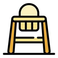 Wood feeding chair icon color outline vector