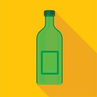 Green empty bottle icon, flat style vector