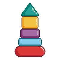 Colorful pyramid toy icon, cartoon style vector