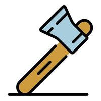 Axe icon color outline vector