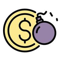 Money coin bomb icon color outline vector