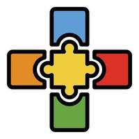 Jigsaw combination icon color outline vector