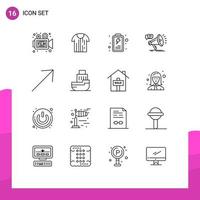 Mobile Interface Outline Set of 16 Pictograms of promotion announcement tshirt megaphone user Editable Vector Design Elements