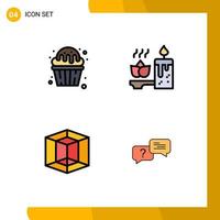 4 Creative Icons Modern Signs and Symbols of cupcake design muffin candle tool Editable Vector Design Elements