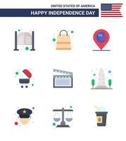 9 Creative USA Icons Modern Independence Signs and 4th July Symbols of movis grill shop bbq sign Editable USA Day Vector Design Elements