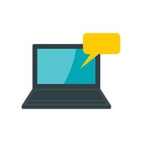 Laptop and speech bubble icon, flat style vector