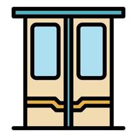 vector de contorno de color de icono de puertas de tren