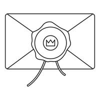 Envelope with wax stamp icon, outline style vector