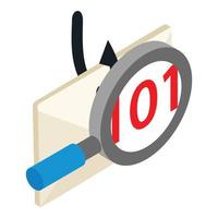 Internet fraud icon isometric vector. Magnifying glass hooked closed envelope
