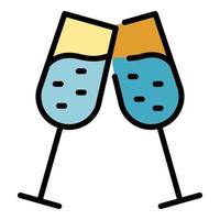 Cheers alcohol drink icon color outline vector