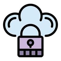 Locked data cloud icon color outline vector