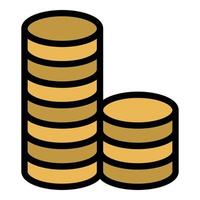 Two stacks of coins icon color outline vector