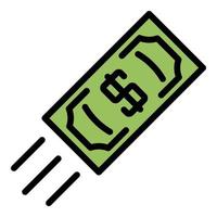 Flying up dollar icon color outline vector