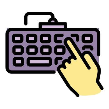 vector de contorno de color de icono de teclado de computadora