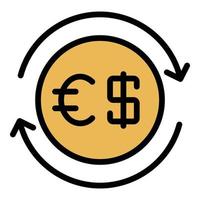 Dollar and euro exchange icon color outline vector