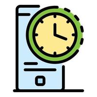 Smartphone time clock icon color outline vector