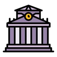 vector de esquema de color de icono de edificio de universidad antigua