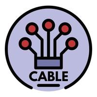 Logo cable icon color outline vector