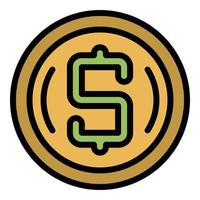 Dollar coin icon color outline vector