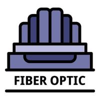 Fiber optic internet icon color outline vector