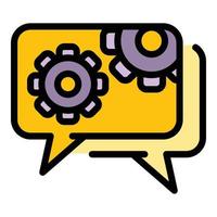 Gear wheel chat icon color outline vector