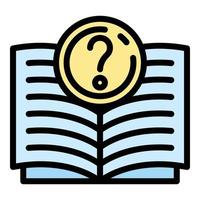 Open question book icon color outline vector