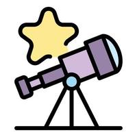 Star telescope icon color outline vector