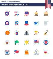 25 iconos creativos de estados unidos signos de independencia modernos y símbolos del 4 de julio de postre de fiesta de muffin de acción de gracias elementos de diseño de vector de día de estados unidos editables de estados unidos