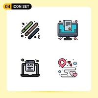 Universal Icon Symbols Group of 4 Modern Filledline Flat Colors of drum html light stick list programming Editable Vector Design Elements