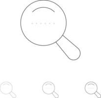 Magnifier Search Dote Bold and thin black line icon set vector