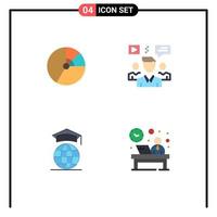 4 Universal Flat Icon Signs Symbols of pie chat diagram statistics group Editable Vector Design Elements