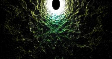 Dark glowing green bright shiny tunnel energy pulsing from particles and lines background  abstract photo