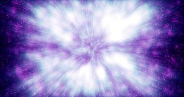Purple and blue beautiful bright glowing shiny star particles flying in the galaxy in space energy magical with blur effect and bokeh. Abstract background, intro photo